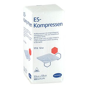 ES-KOMPRESSEN unsteril 7,5x7,5 cm 12fach