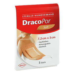 DRACOPOR Wundverband 5x7,2 cm steril hautfarben