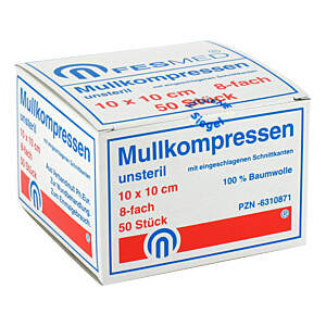 MULLKOMPRESSEN ES 10x10 cm unsteril 8fach