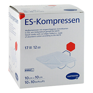 ES-KOMPRESSEN steril 10x10 cm 12fach Großpackung