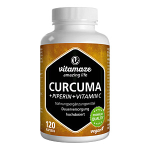 CURCUMA+PIPERIN+Vitamin C vegan Kapseln