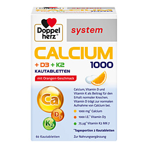 DOPPELHERZ Calcium 1000+D3+K2 system Kautabletten