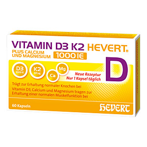 VITAMIN D3 K2 Hevert+Calcium u.Magnes.1000 IE Kapseln