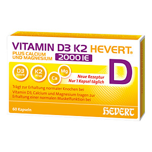 VITAMIN D3 K2 Hevert+Calcium u.Magnes.2000 IE Kapseln