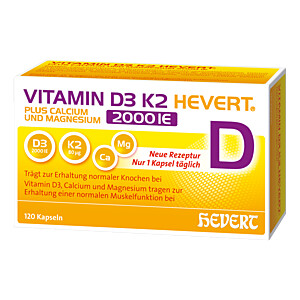 VITAMIN D3 K2 Hevert+Calcium u.Magnes.2000 IE Kapseln