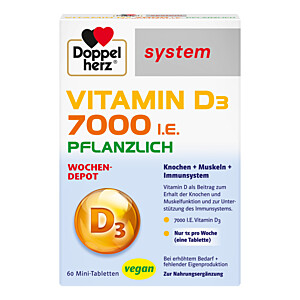 DOPPELHERZ Vitamin D3 7000 I.E. pflanzlich sys.TAB