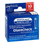TESTAMED GlucoCheck Advance 50 Teststreifenm.10 Lanzetten