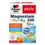 DOPPELHERZ Magnesium 500+D3+K2 Depot Tabletten